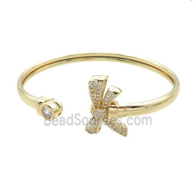 Copper Bangle Pave Zircon Knot Gold Plated