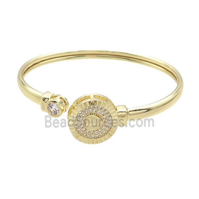 Copper Bangle Pave Zircon Heart Gold Plated