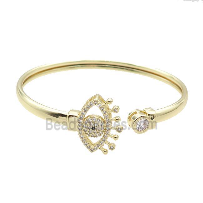 Copper Bangle Pave Zircon Eye Gold Plated