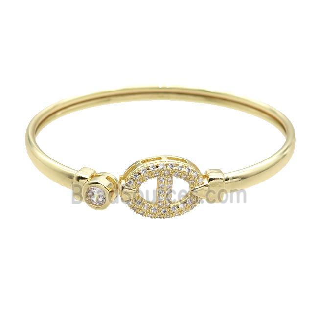 Copper Bangle Pave Zircon Gold Plated