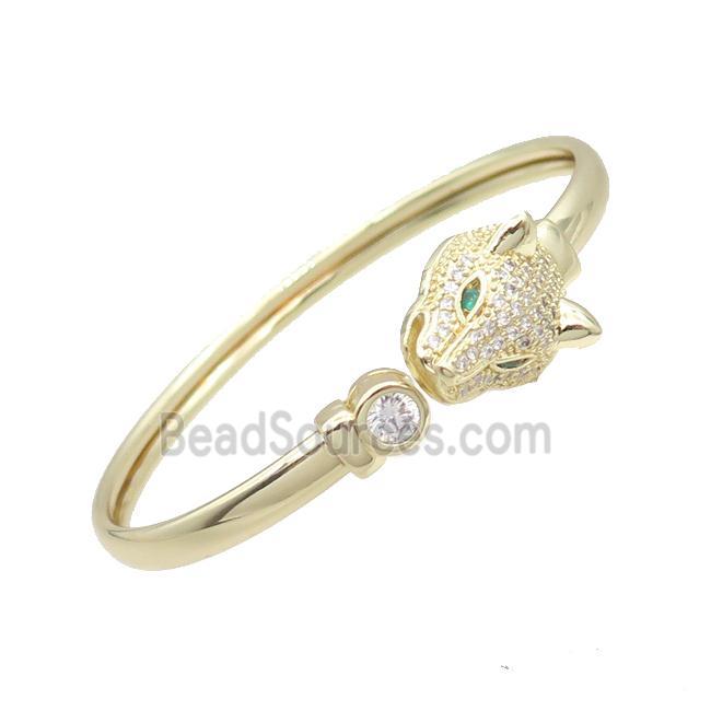 Copper Bangle Pave Zircon Leopard Gold Plated