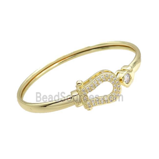 Copper Bangle Pave Zircon Gold Plated