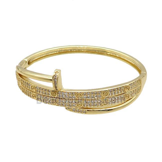 Copper Bangle Pave Zircon Gold Plated