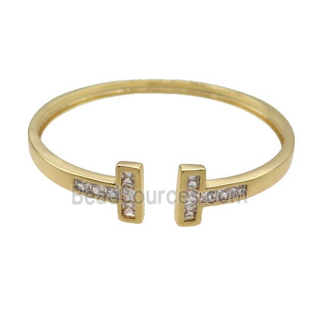 Copper Bangle Pave Zircon Gold Plated