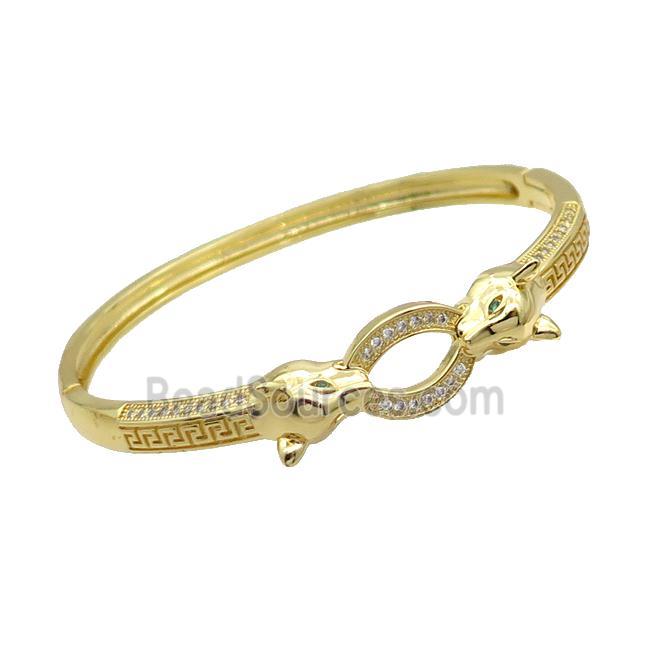 Copper Bangle Pave Zircon Fox Gold Plated