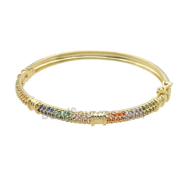 Copper Bangle Pave Zircon Gold Plated