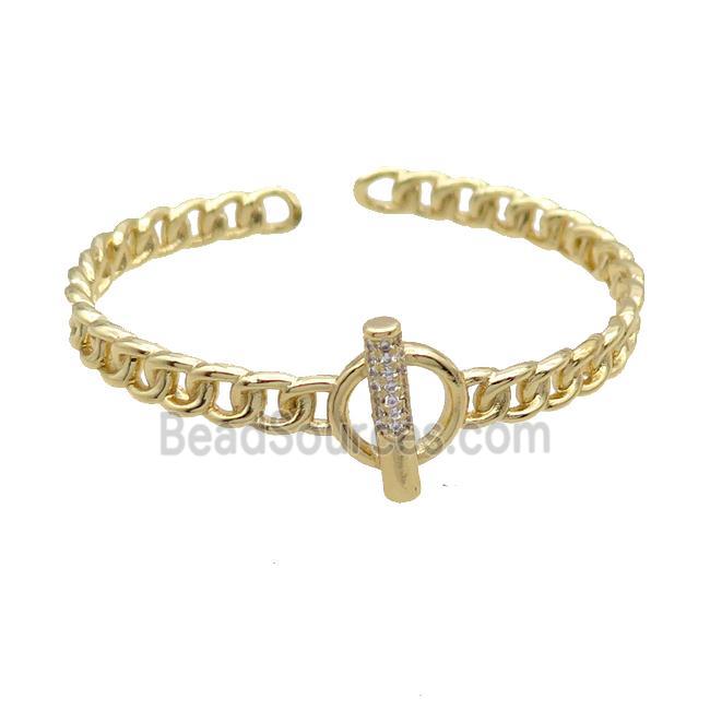 Copper Bangle Pave Zircon Gold Plated