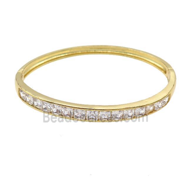 Copper Bangle Pave Zircon Gold Plated