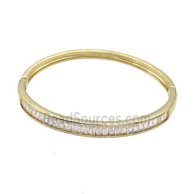 Copper Bangle Pave Zircon Gold Plated