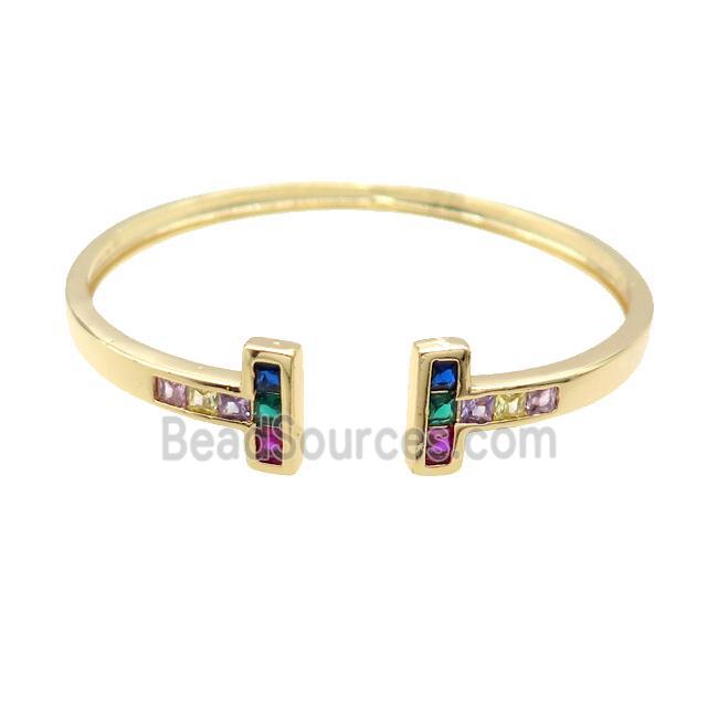 Copper Bangle Pave Zircon Gold Plated