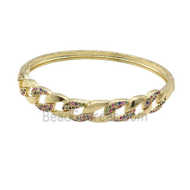 Copper Bangle Pave Zircon Gold Plated