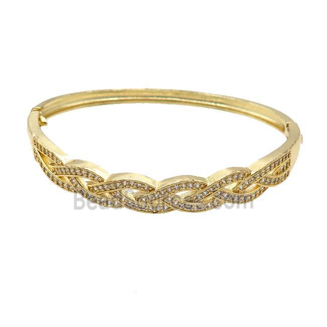 Copper Bangle Pave Zircon Gold Plated