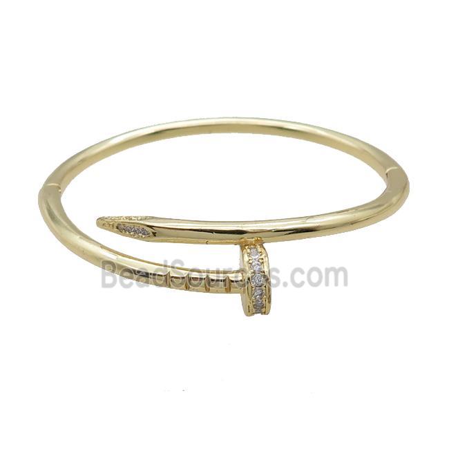 Copper Bangle Pave Zircon Gold Plated