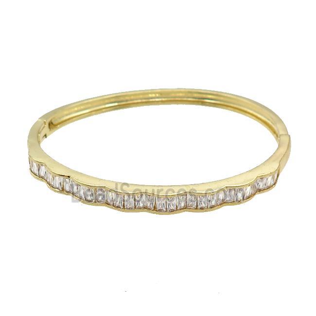 Copper Bangle Pave Zircon Gold Plated