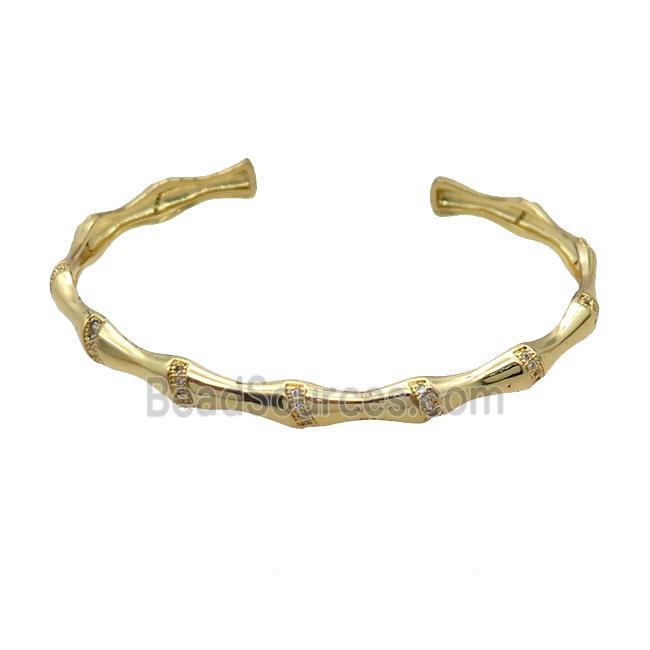 Copper Bangle Pave Zircon Gold Plated