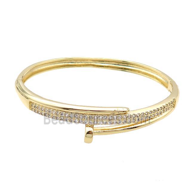 Copper Bangle Pave Zircon Gold Plated