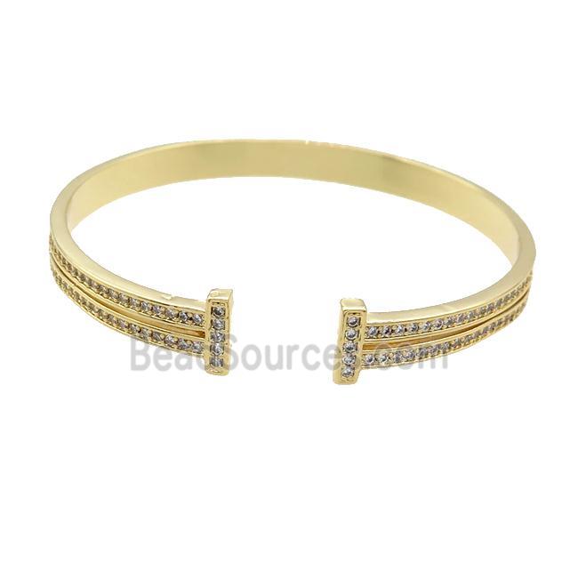 Copper Bangle Pave Zircon Gold Plated