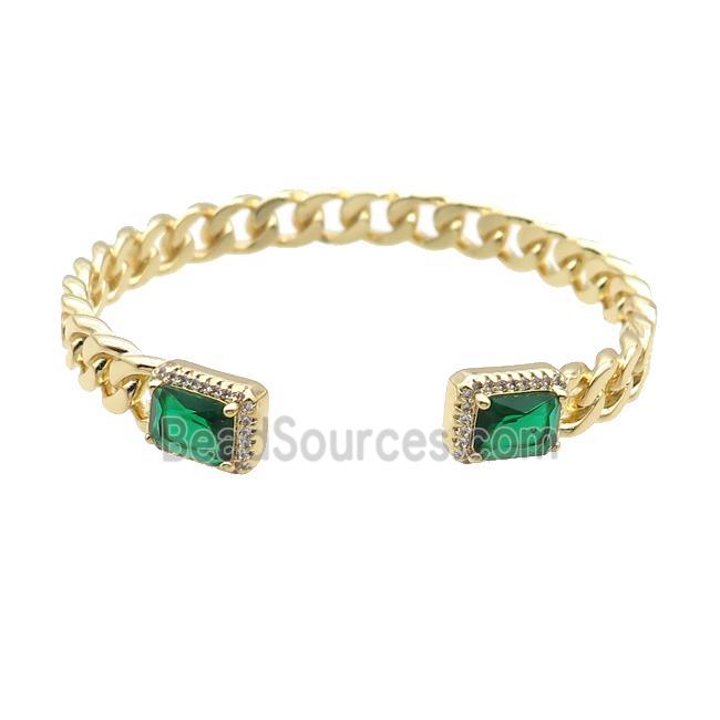 Copper Bangle Pave Zircon Gold Plated