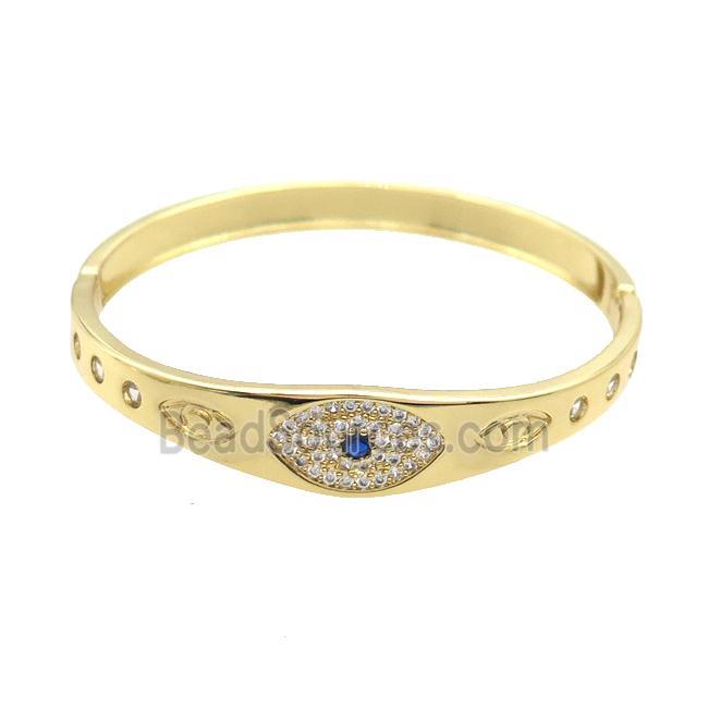 Copper Bangle Pave Zircon Gold Plated Eye