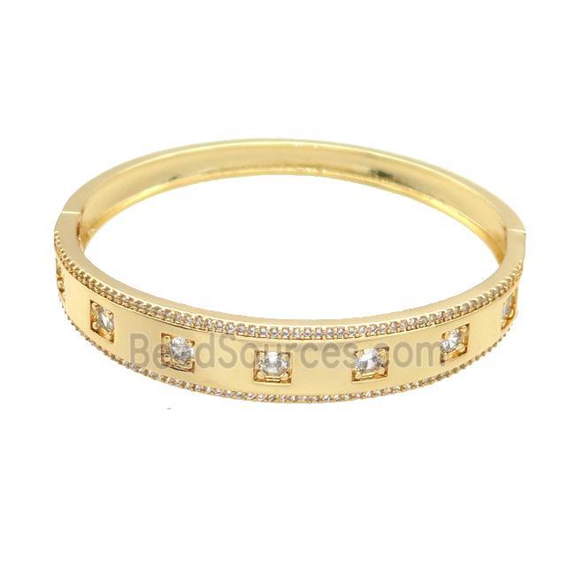 Copper Bangle Pave Zircon Gold Plated