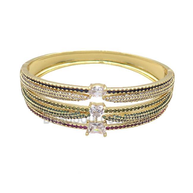 Copper Bangle Pave Zircon Gold Plated