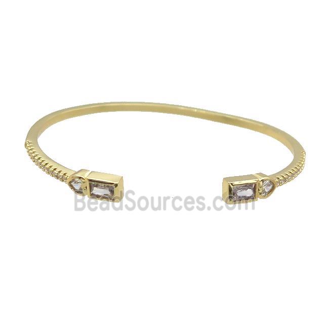 Copper Bangle Pave Zircon Gold Plated