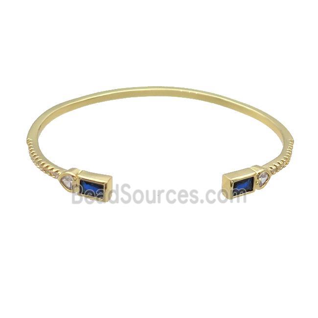 Copper Bangle Pave Zircon Blue Gold Plated