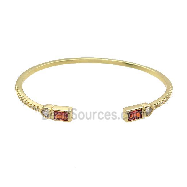 Copper Bangle Pave Zircon Red Gold Plated