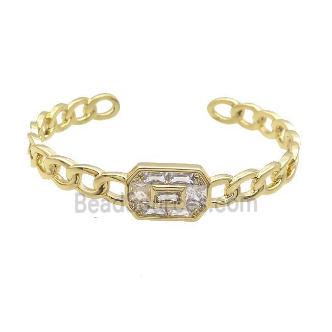 Copper Bangle Pave Zircon Gold Plated