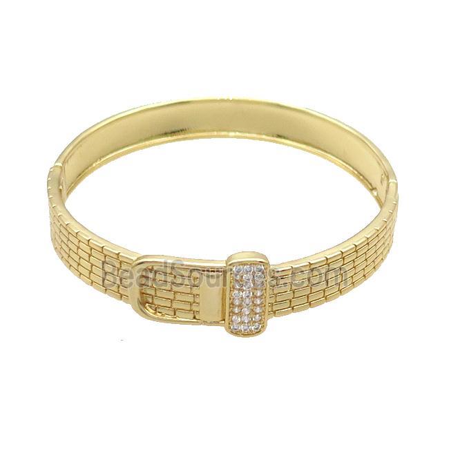 Copper Bangle Pave Zircon Gold Plated