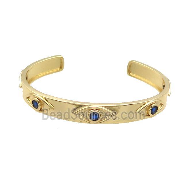 Copper Bangle Pave Zircon Eye Gold Plated