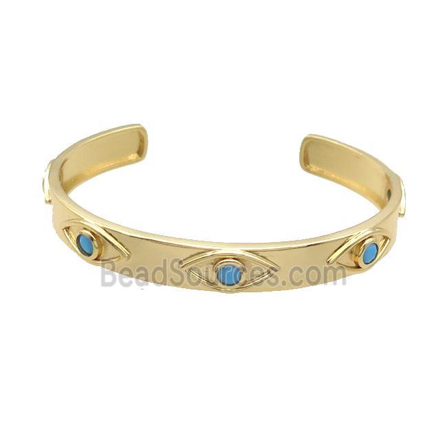 Copper Bangle Pave Zircon Eye Gold Plated