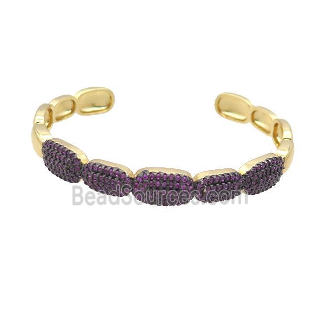 Copper Bangle Pave Zircon Purple Gold Plated