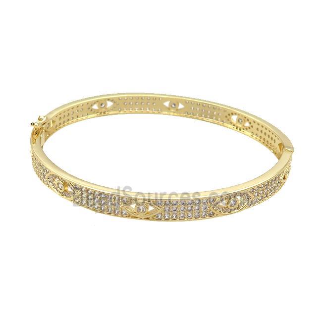 Copper Bangle Pave Zircon Gold Plated Eye