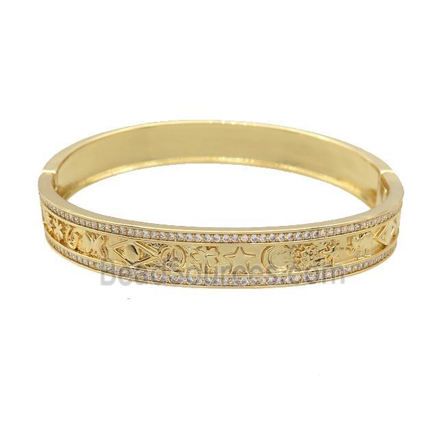 Copper Bangle Pave Zircon Gold Plated