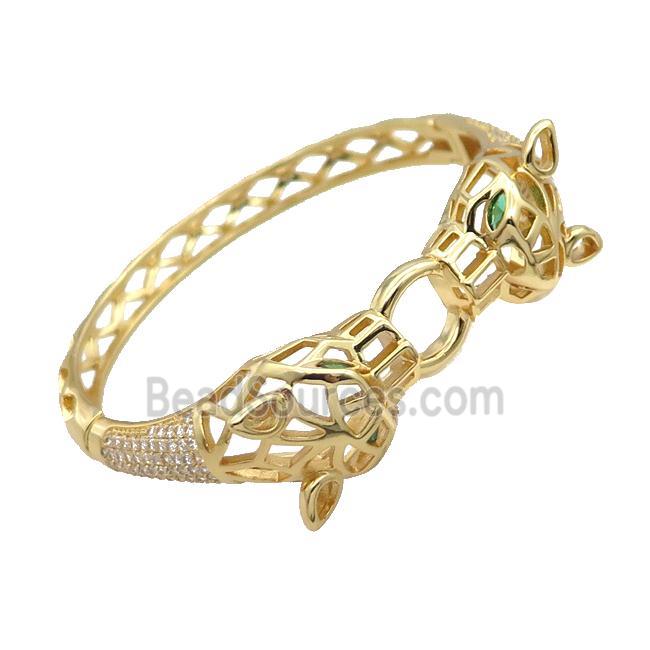 Copper Bangle Pave Zircon Leopard Gold Plated