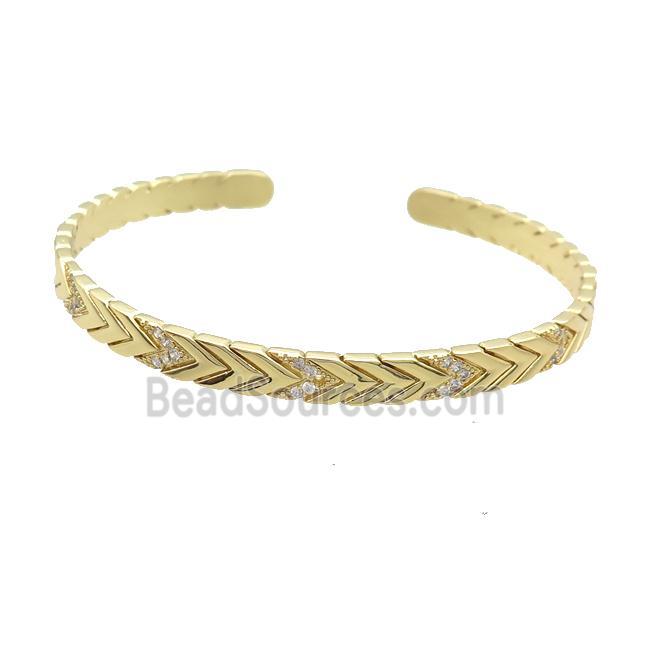 Copper Bangle Pave Zircon Gold Plated