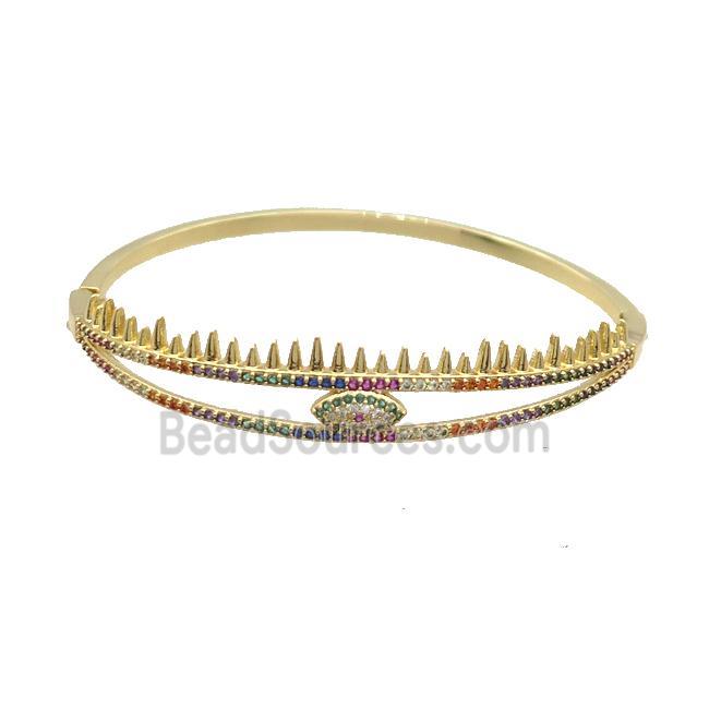 Copper Bangle Pave Zircon Eye Gold Plated