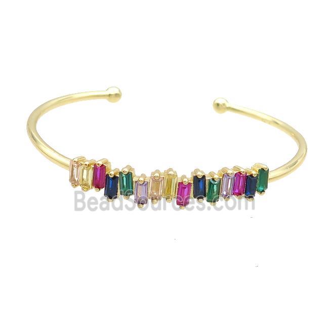 Copper Bangle Pave Multicolor Zircon Gold Plated