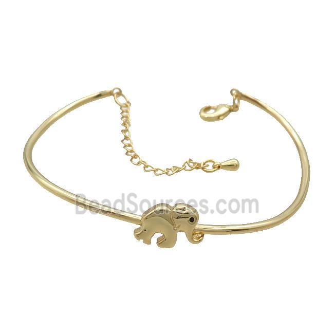 Copper Bangle Elephant Gold Plated