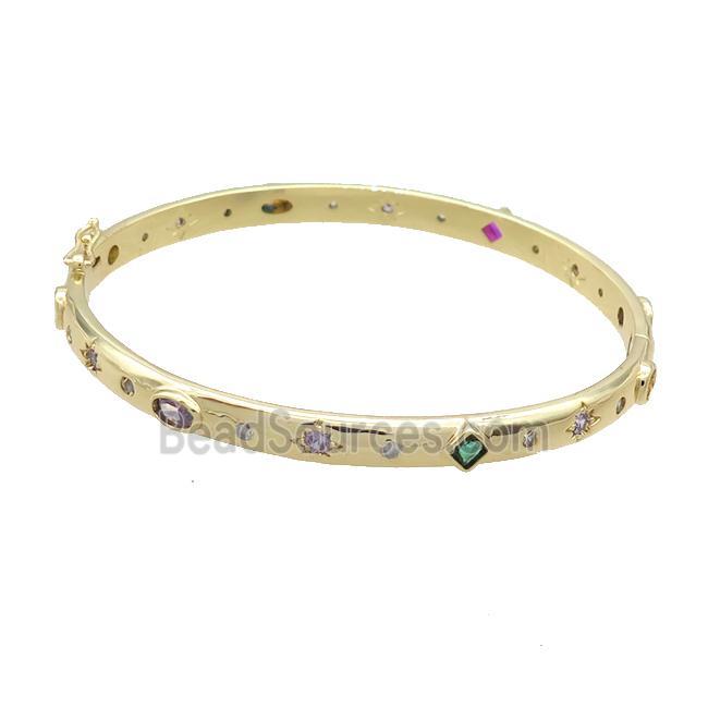 Copper Bangle Pave Zircon Gold Plated