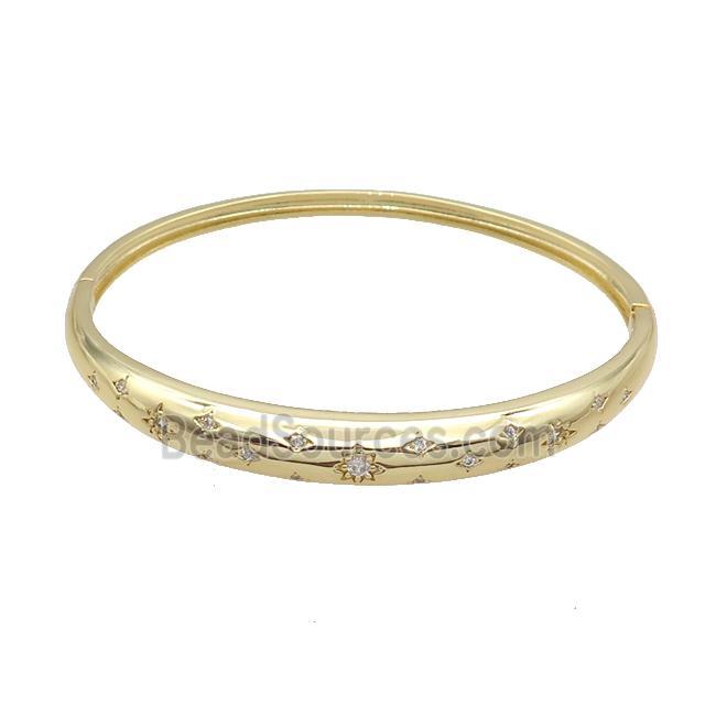 Copper Bangle Pave Zircon Gold Plated