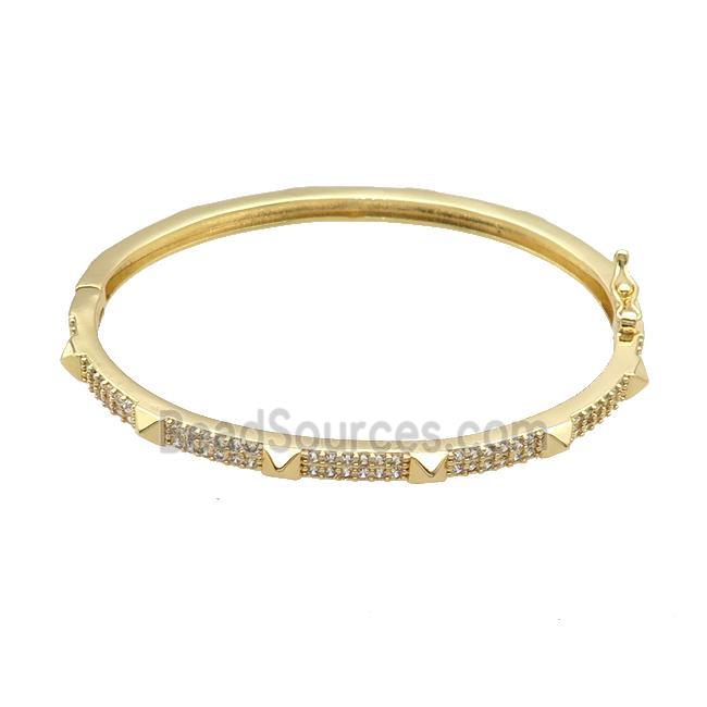 Copper Bangle Pave Zircon Gold Plated