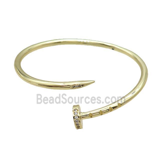 Copper Bangle Pave Zircon Gold Plated