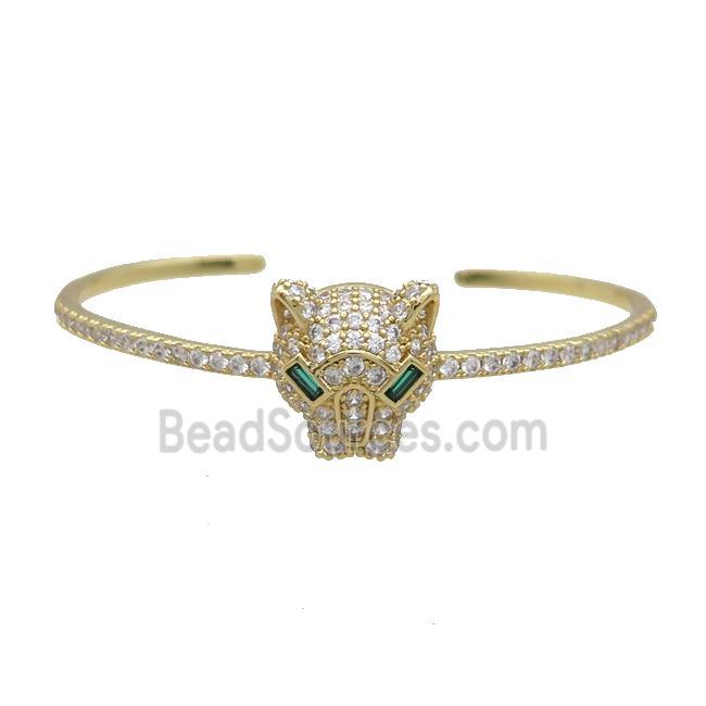 Copper Bangle Pave Zircon Leopard Gold Plated