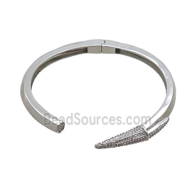 Copper Bangle Pave Zircon Platinum Plated