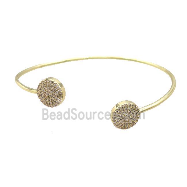 Copper Bangle Pave Zircon Button Circle Gold Plated