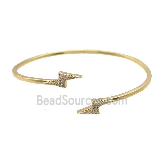 Copper Bangle Pave Zircon Lightning Gold Plated