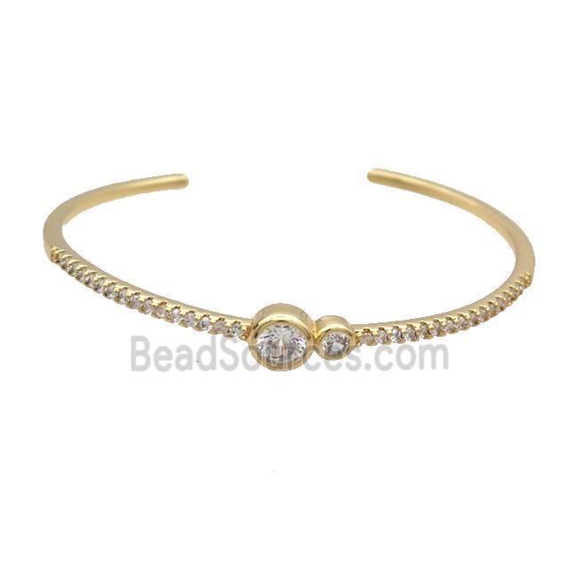 Copper Bangle Pave Zircon Gold Plated