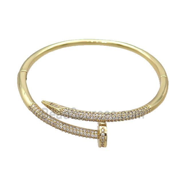 Copper Bangle Pave Zircon Gold Plated